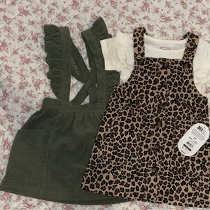 Wonder Nation Green and Leopard Print Casual Dresses